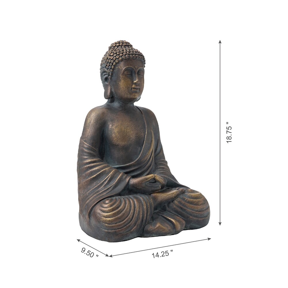 Glitzhome Zen Style MgO Meditating Buddha Garden Statue Indoor Outdoor