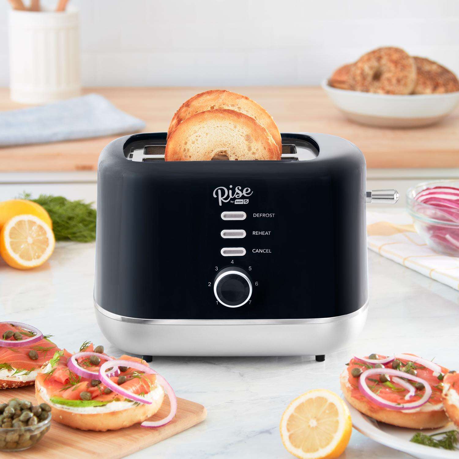 Rise by Dash Plastic Black 2 slot Toaster 7.4 in. H X 7.2 in. W X 11.1 in. D