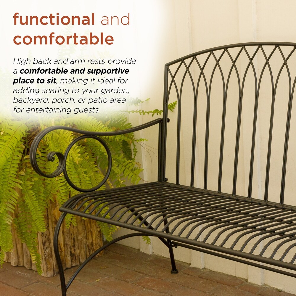 Alpine Corporation Indoor/Outdoor 2 Person Metal Garden Bench