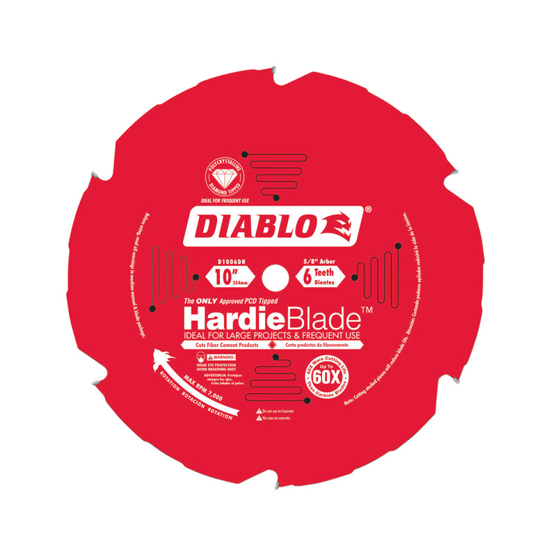 Diablo HardieBlade 10 in. D X 5/8 in. Polycrystalline Diamond Tipped Fiber Cement Blade 6 teeth 1 pc