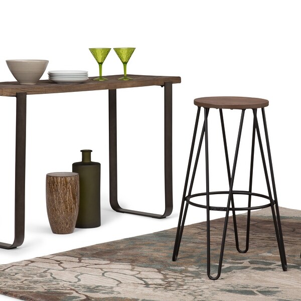 WYNDENHALL Kendall Industrial Metal Counter Height Stool with Wood Seat