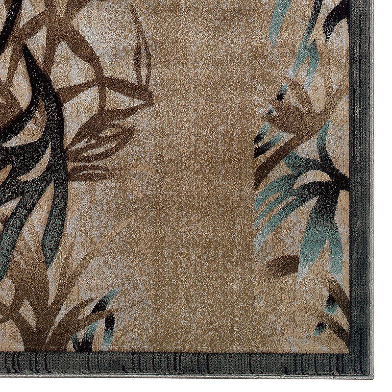 Linon Milan Framed Leaf Rug