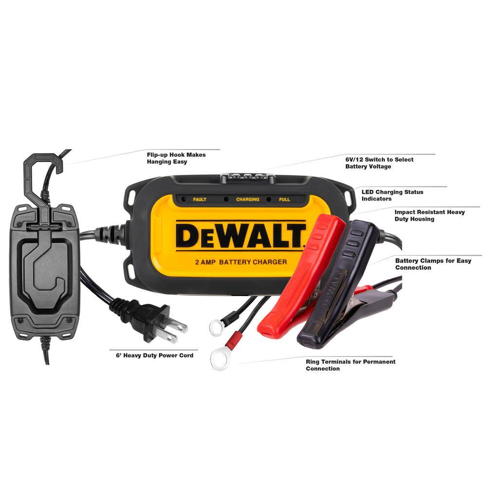 DW Professional 2 Amp Automotive Battery Charger and Maintainer DXAEC2