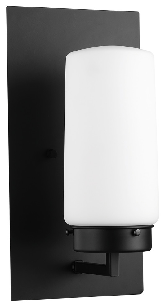 Laney 1 Light Black Outdoor Wall Sconce with Frosted Glass Shade   Transitional   Outdoor Wall Lights And Sconces   by Globe Electric  Houzz