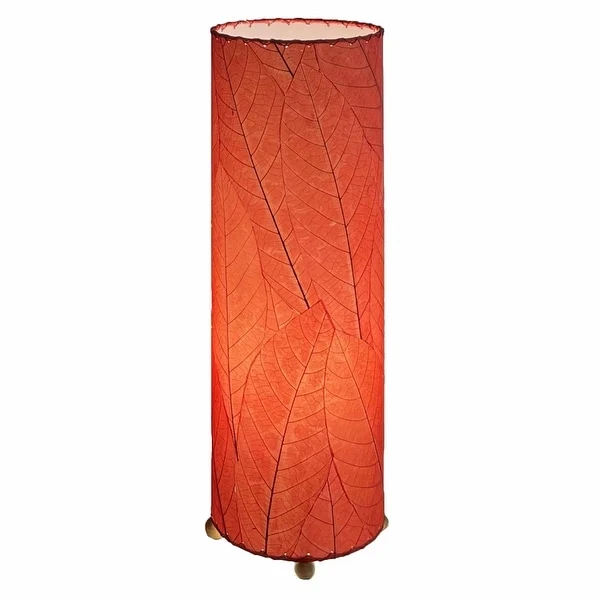 Handmade 24 Inch Cocoa Leaf Cylinder Table Lamp - 8 x 8 x 24