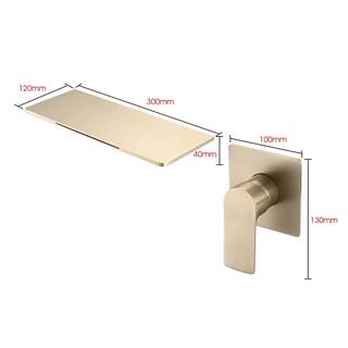 cadeninc Single Handle Rectangular Waterfall Wall Mounted Bathroom Faucet in Brushed Gold CER-LQW1-0468