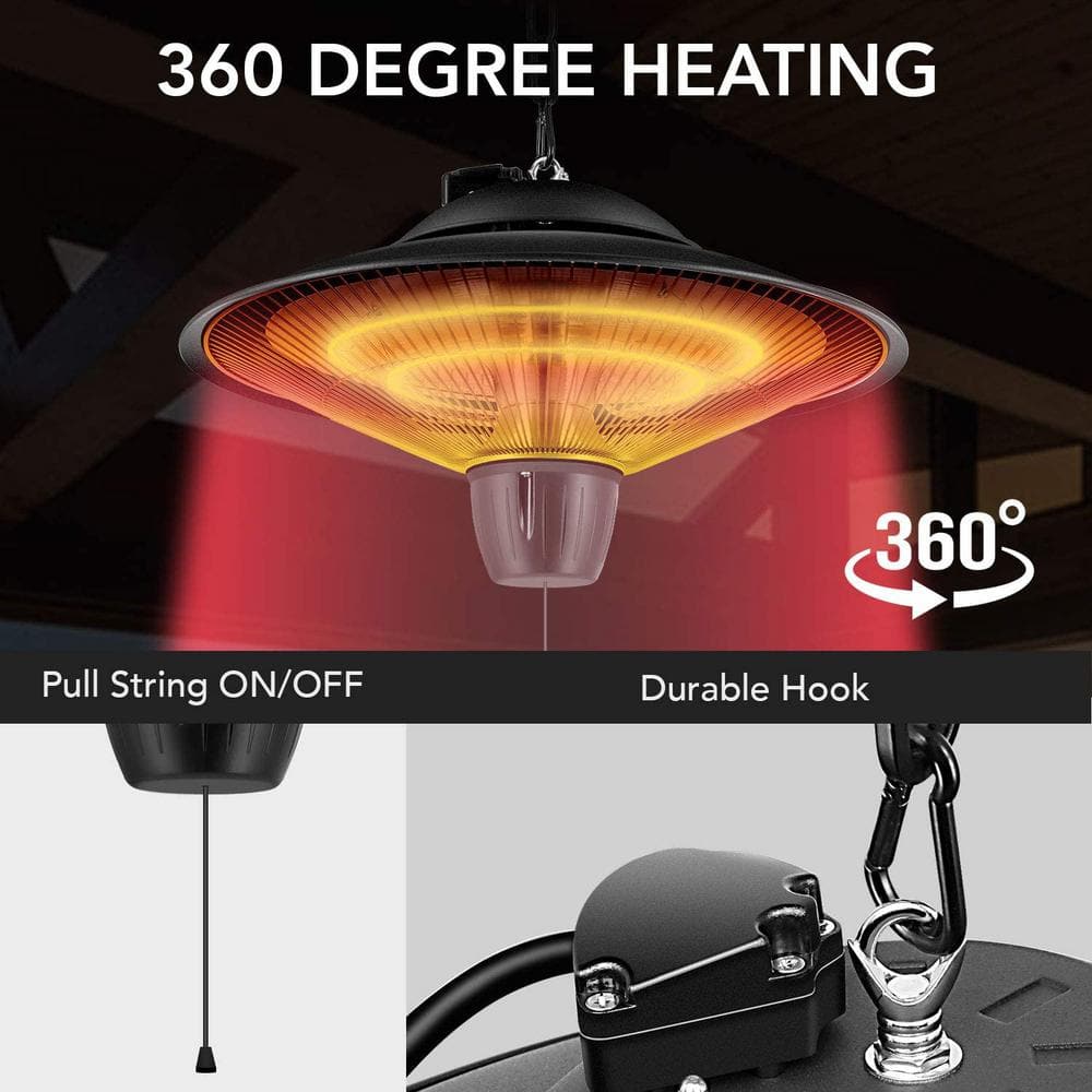 Afoxsos 600-Watt/1500-Watt Simple Deluxe Patio Portable Outdoor Heating with Overheat Protection, Ceiling-Mounted Heater HDMX1302