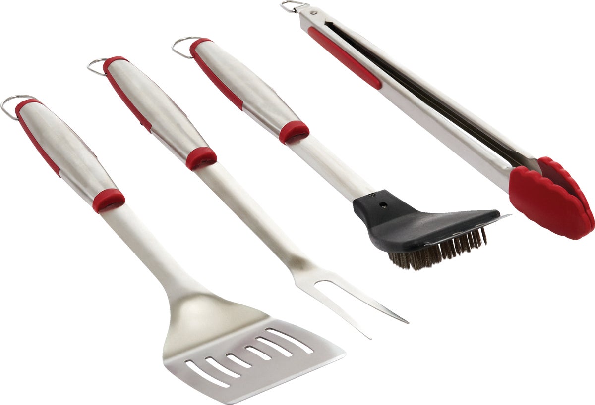 GrillPro 4-Piece Rubber Insert Barbeque Tool Set