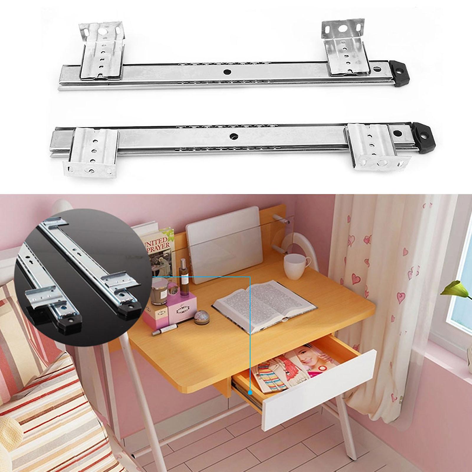 2pcs Thickened Cold Rolled Steel Computer Desk Keyboard Slide Rail Bracket(white)