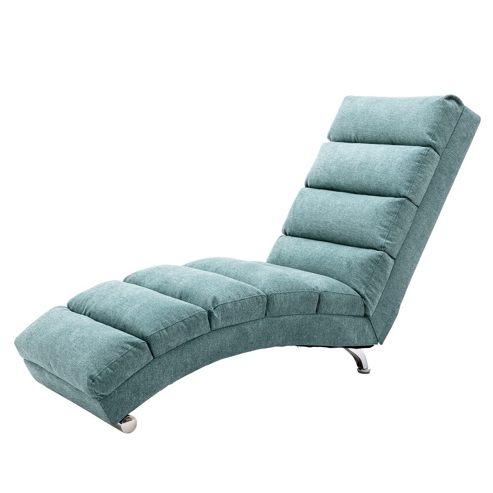 Modern Linen Ergonomic Massage and Heating Function Chaise Lounge with Remote Control and Side Pocket