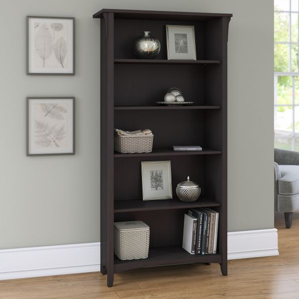 Bush Furniture Salinas Tall 5 Shelf Bookcase in Vintage Black