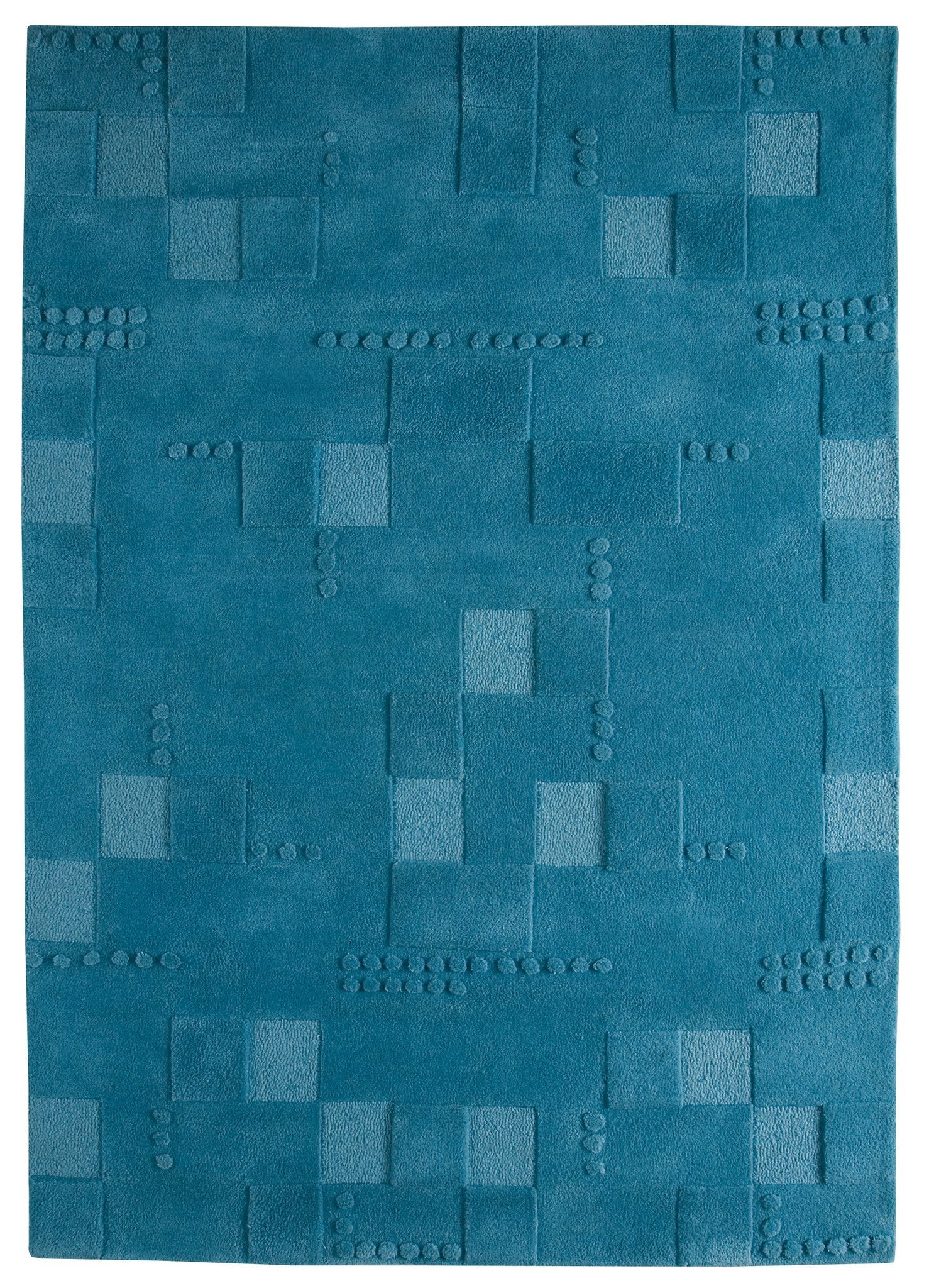 Miami Collection Hand Tufted Wool Area Rug in Turquoise