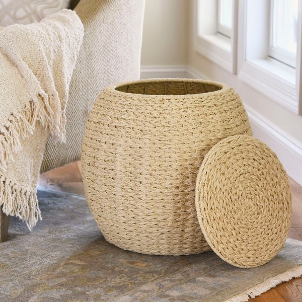 Household Essentials Indoor/Outdoor Barrel Basket Side Table