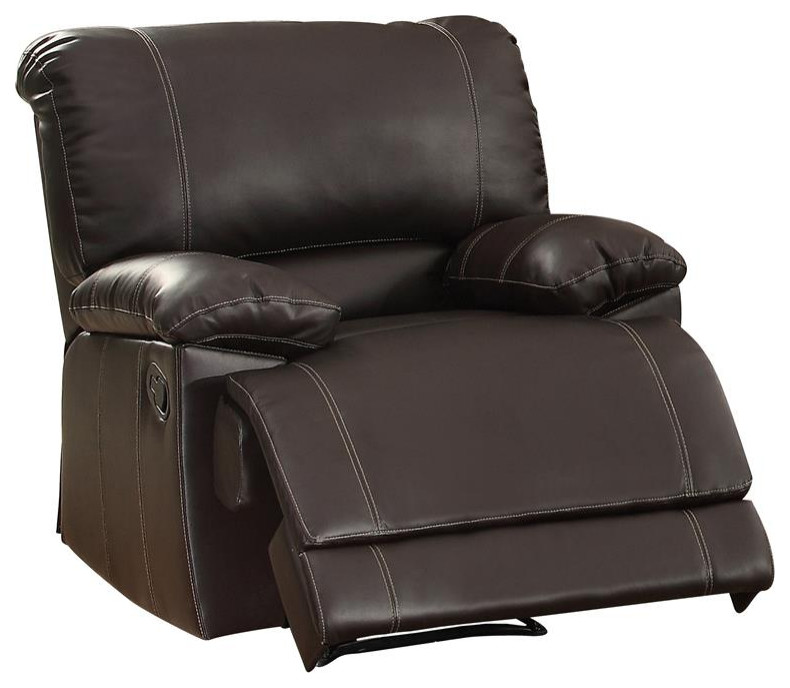 Lexicon Cassville Traditional Faux Leather Reclining Chair in Brown   Contemporary   Recliner Chairs   by Homesquare  Houzz