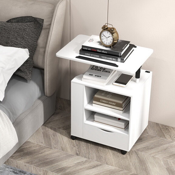 Costway 82396174 Nightstand Bedside Table Swivel L...