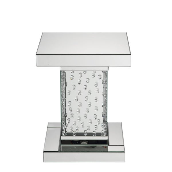 ACME Nysa End Table in Mirrored and Faux Crystals