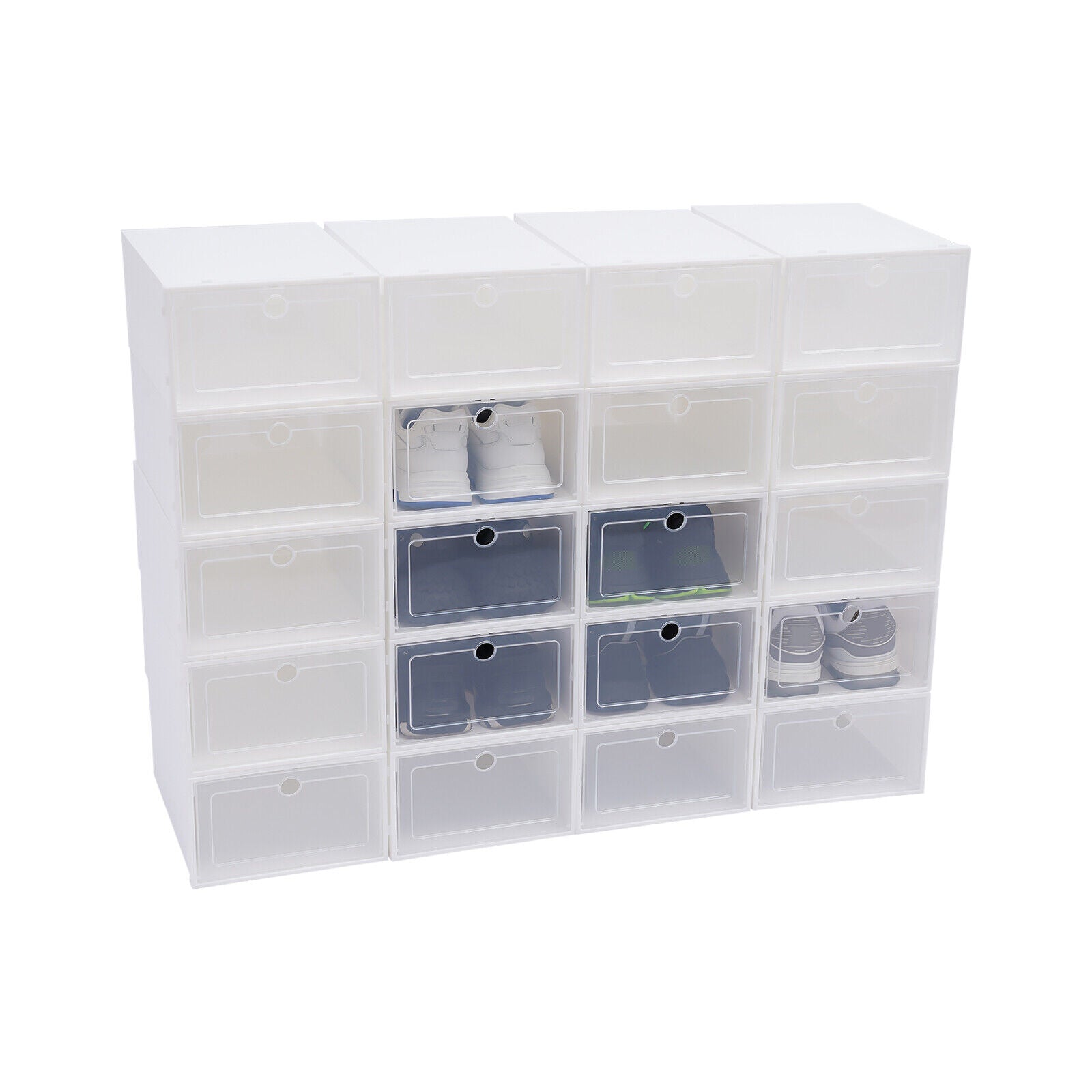 TFCFL Shoe Storage Boxes， 20 Pcs Shoe Storage Organizers Stackable Shoe Organizers， Clear Plastic Shoe Containers