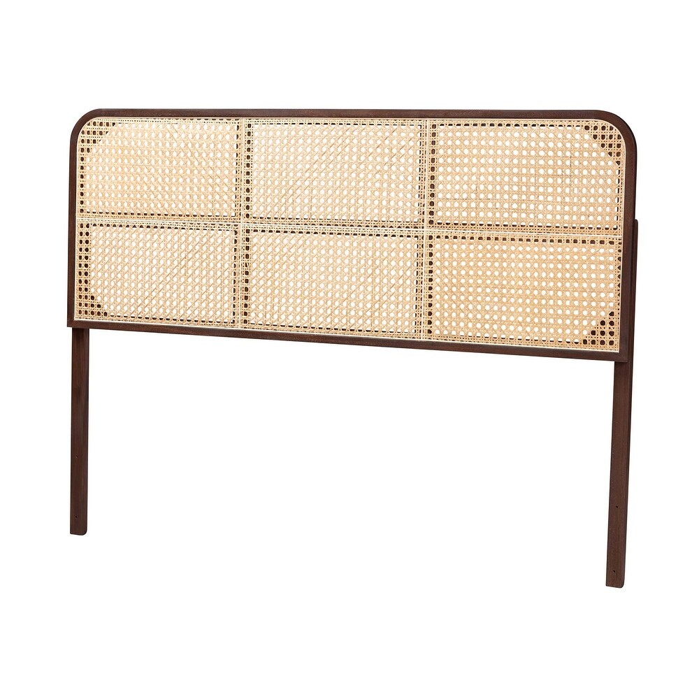 bali   pari Lainer Modern Bohemian Bayur Wood and Natural Rattan Headboard