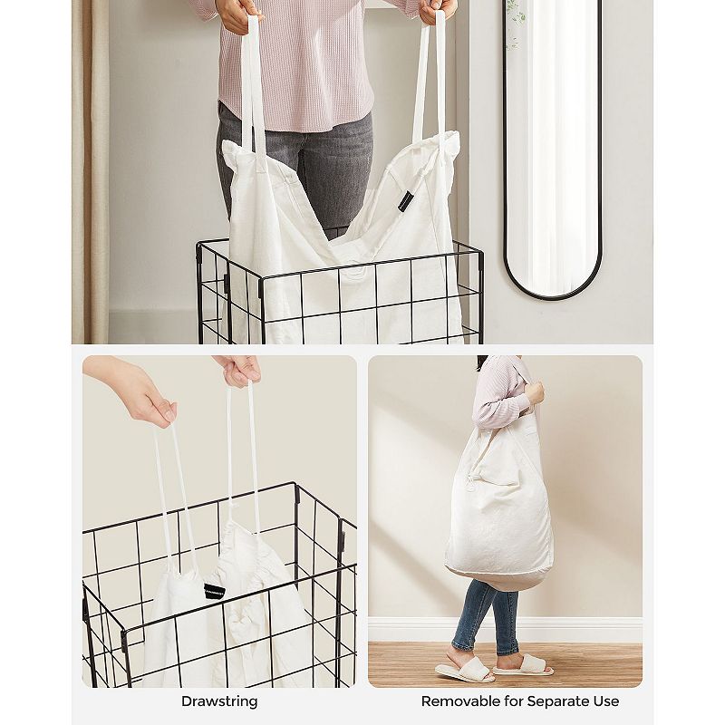 90l Laundry Collapsible Hamper With Metal Frame