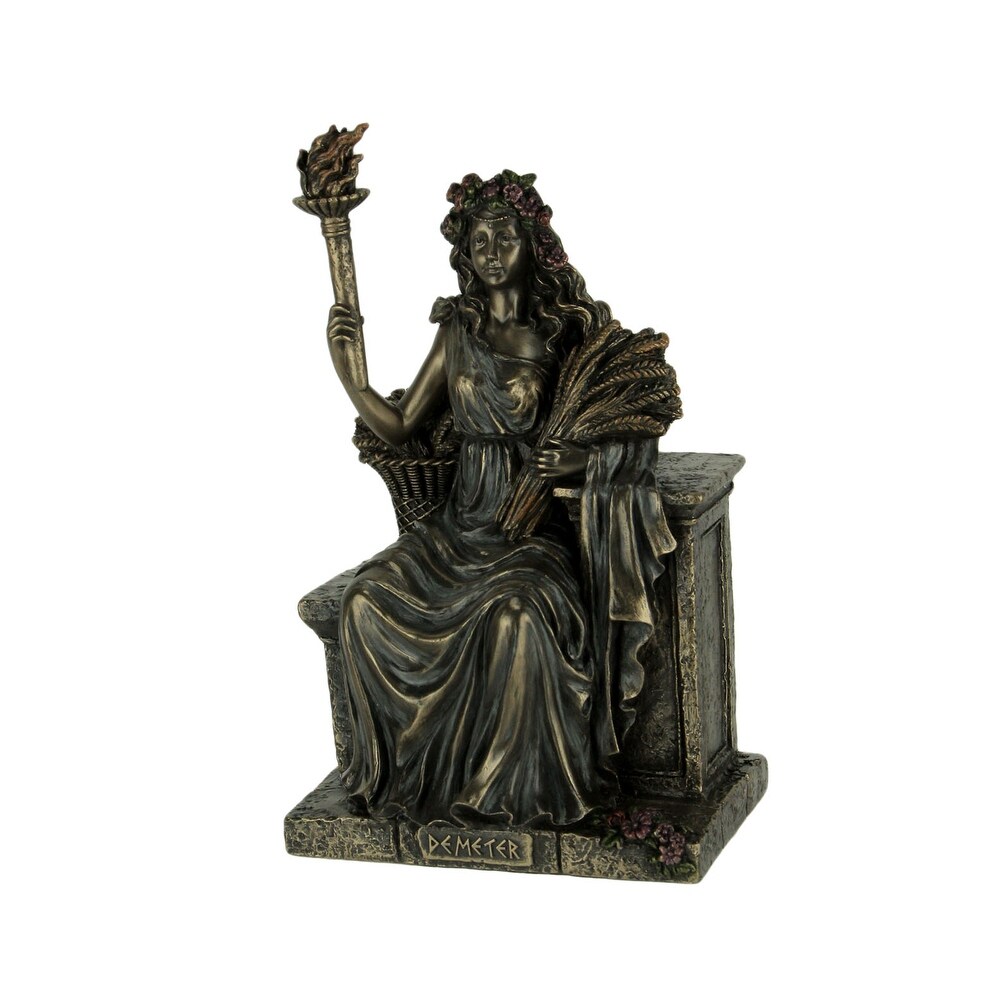 Demeter Greek Goddess Of The Harvest Bronze Finish Statue   8.75 X 5.25 X 3.5 inches