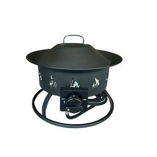 Hiland Round Portable Camp Fire Pit in Black AFP-CMP-RND