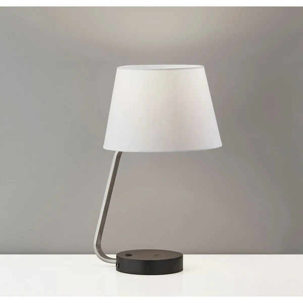 AdessoCharge Brass or Brushed Steel Louie Table Lamp