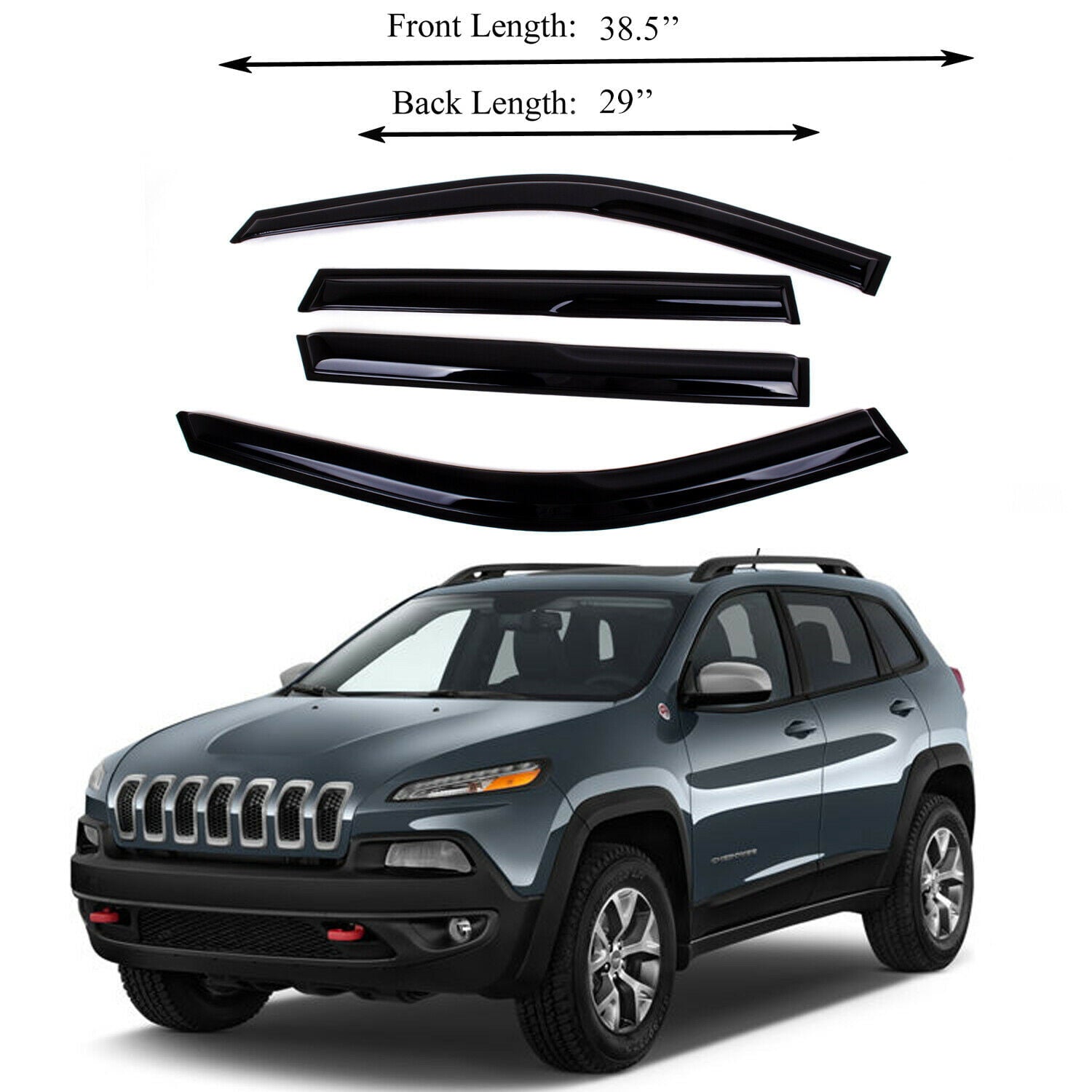 Fit 2014-2018 Grand Cherokee  Acrylic Window Visor Sun Rain Deflector Guard