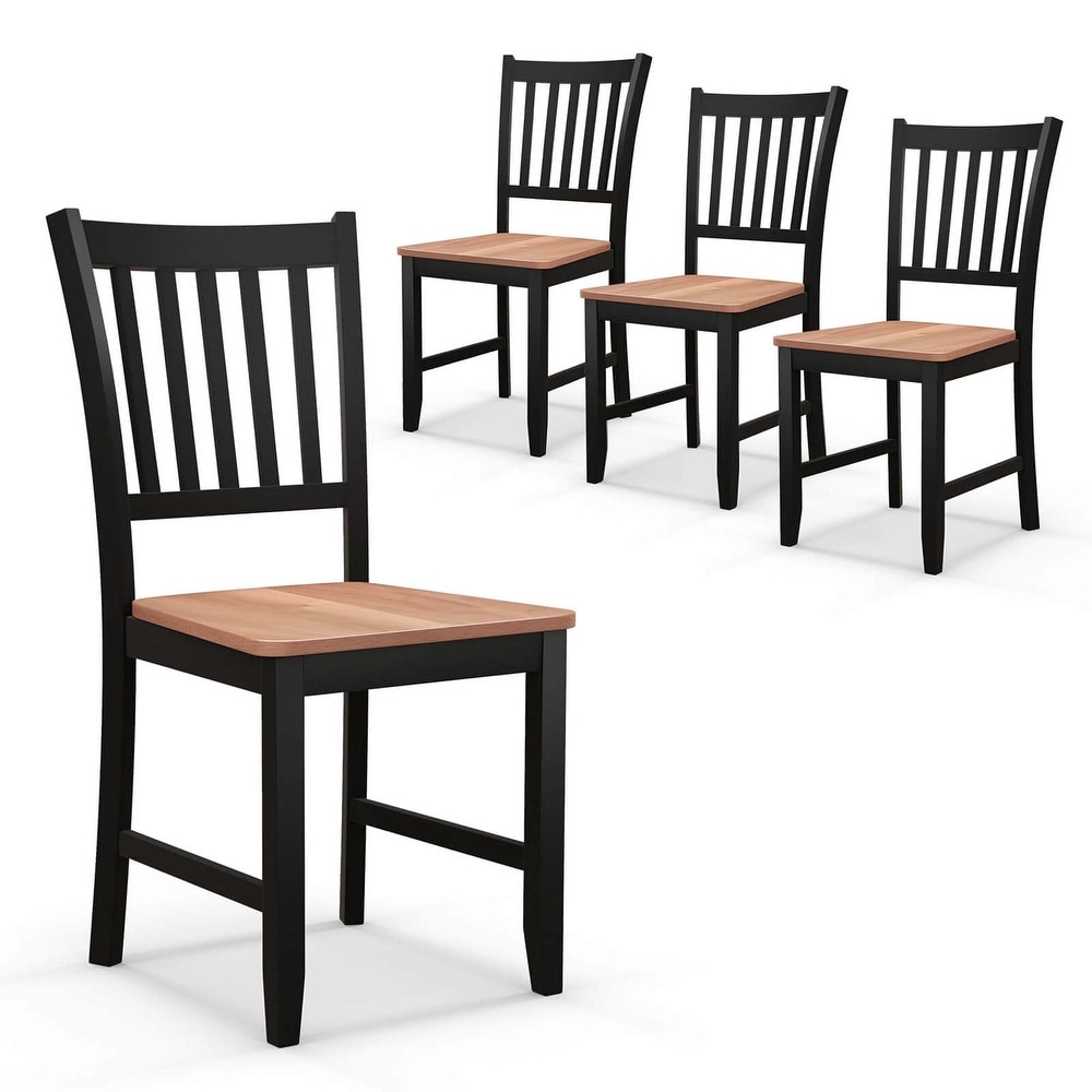 Set of 4 Dining Chair Kitchen Black Spindle Back Side Chair with Solid   See Details