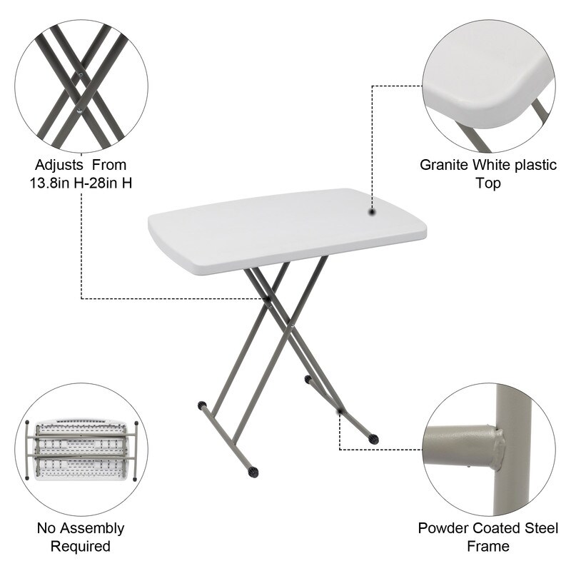 30'' Plastic Rectangular Adjustable Folding Table