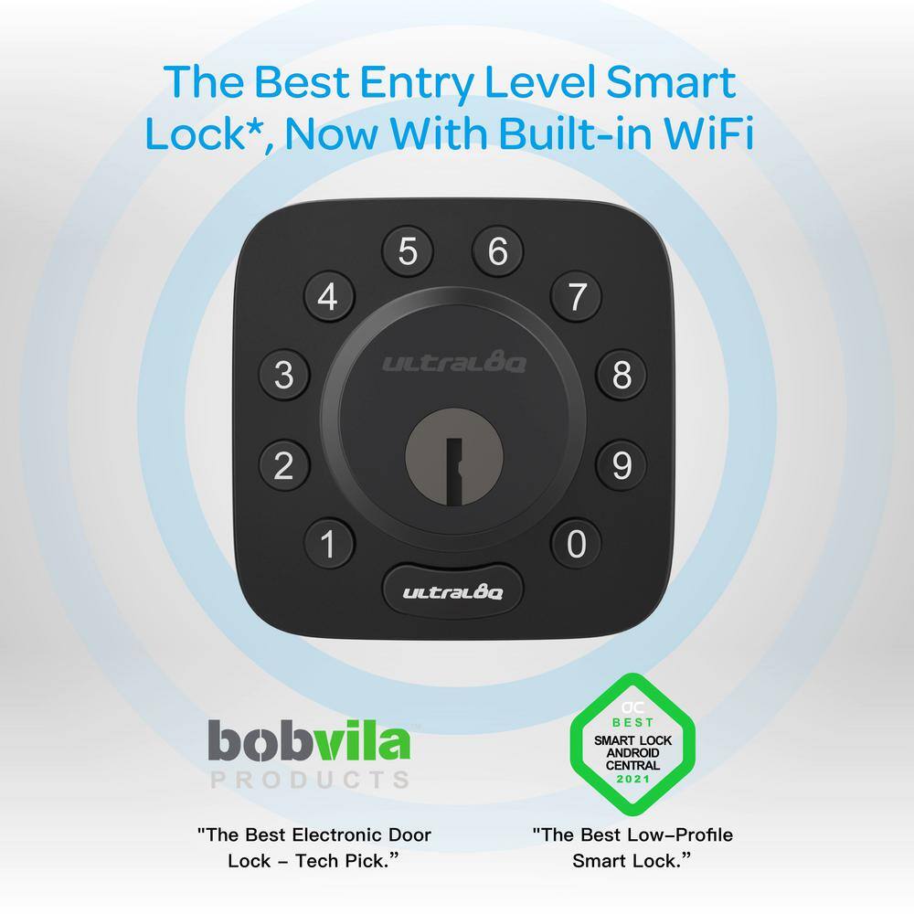 Ultraloq U-Bolt Black Wi-Fi Deadbolt Smart Lock with Passage Handle UBWBHB