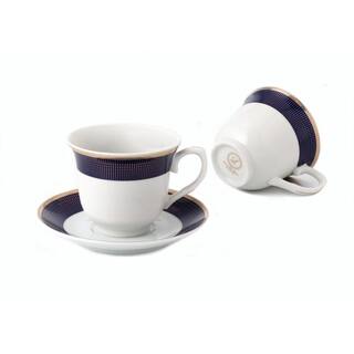 Lorren Home Trends Lorren Home 8 oz. Porcelain TeaCoffee Set Service for 4-BlueGold Midnight-4