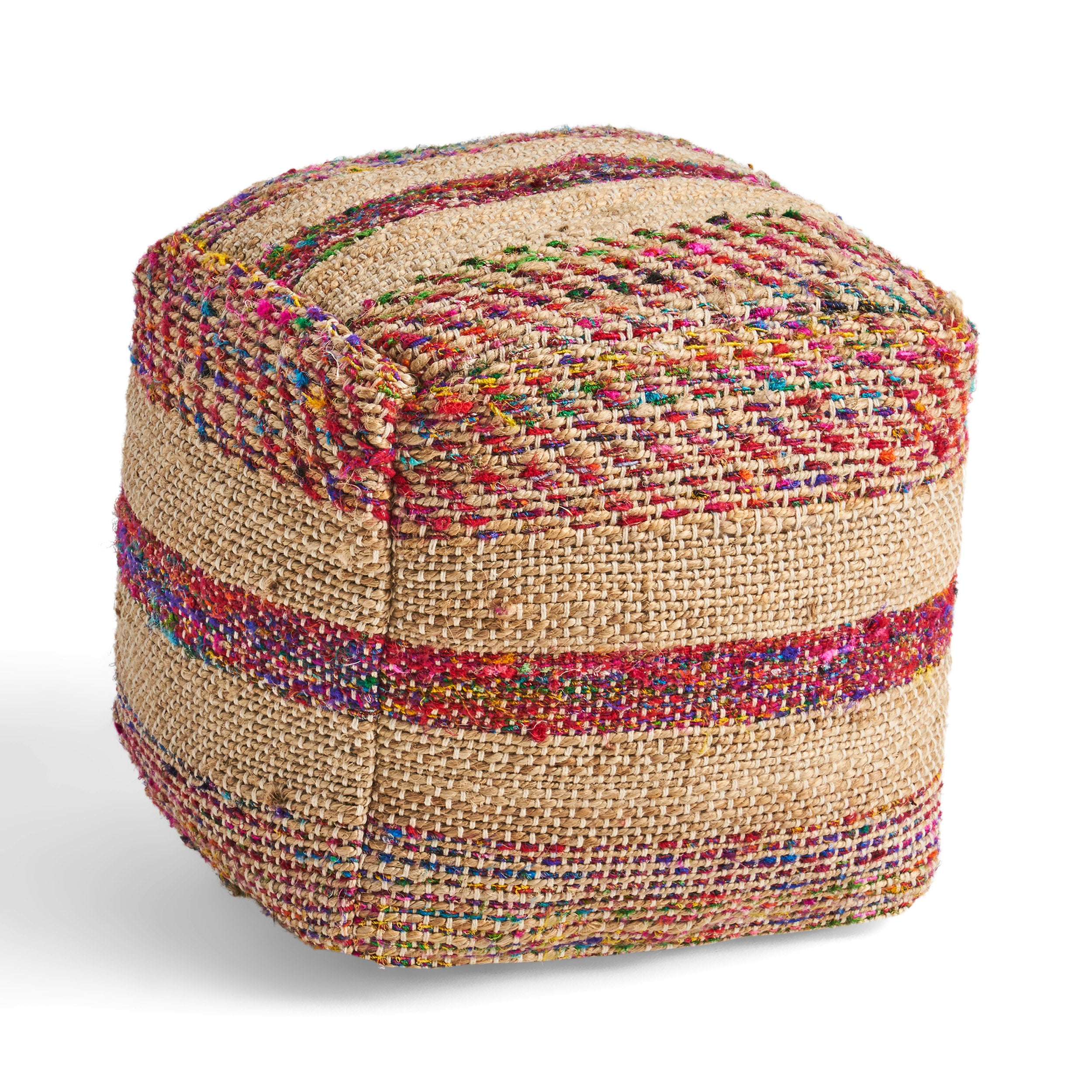 Sofija Boho Hemp Silk and Cotton Ottoman Pouf