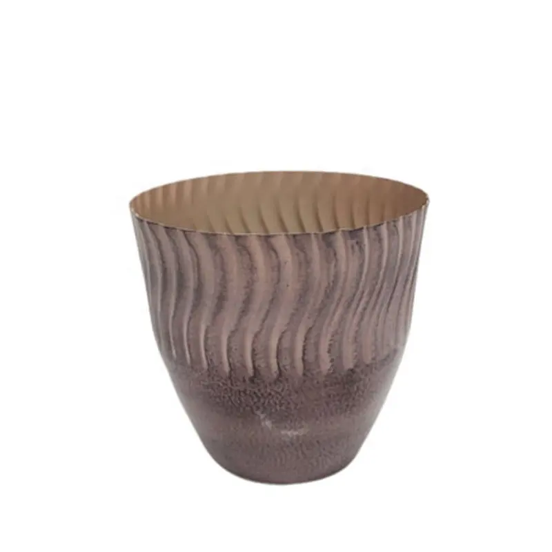 Iron Round Planter Pots Mushroom Wood Colour Small Size Decorative Planter For Garden And Outdoor Decoration