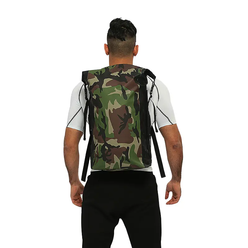 Outdoor Custom 500D PVC Tarpaulin Waterproof 30L Camouflage Boating Camping Travel Hiking Backpack