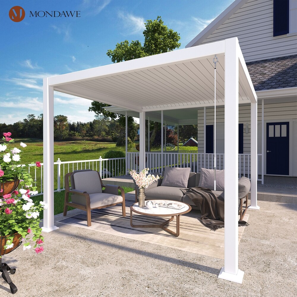 10 x 10 ft Outdoor Louvered Pergola in Aluminum with Adjustable Roof