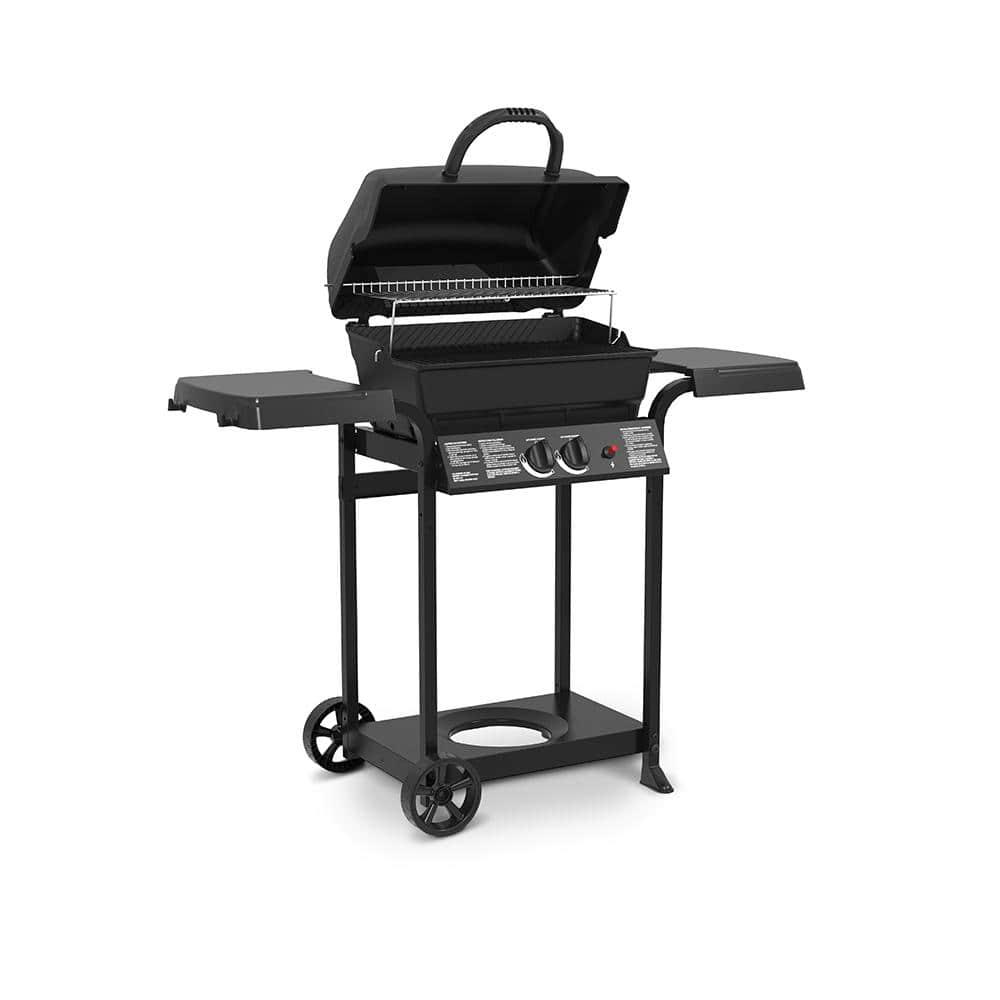 Huntington 2-Burner Cast Aluminum Propane Gas Grill in Black 24025HNT