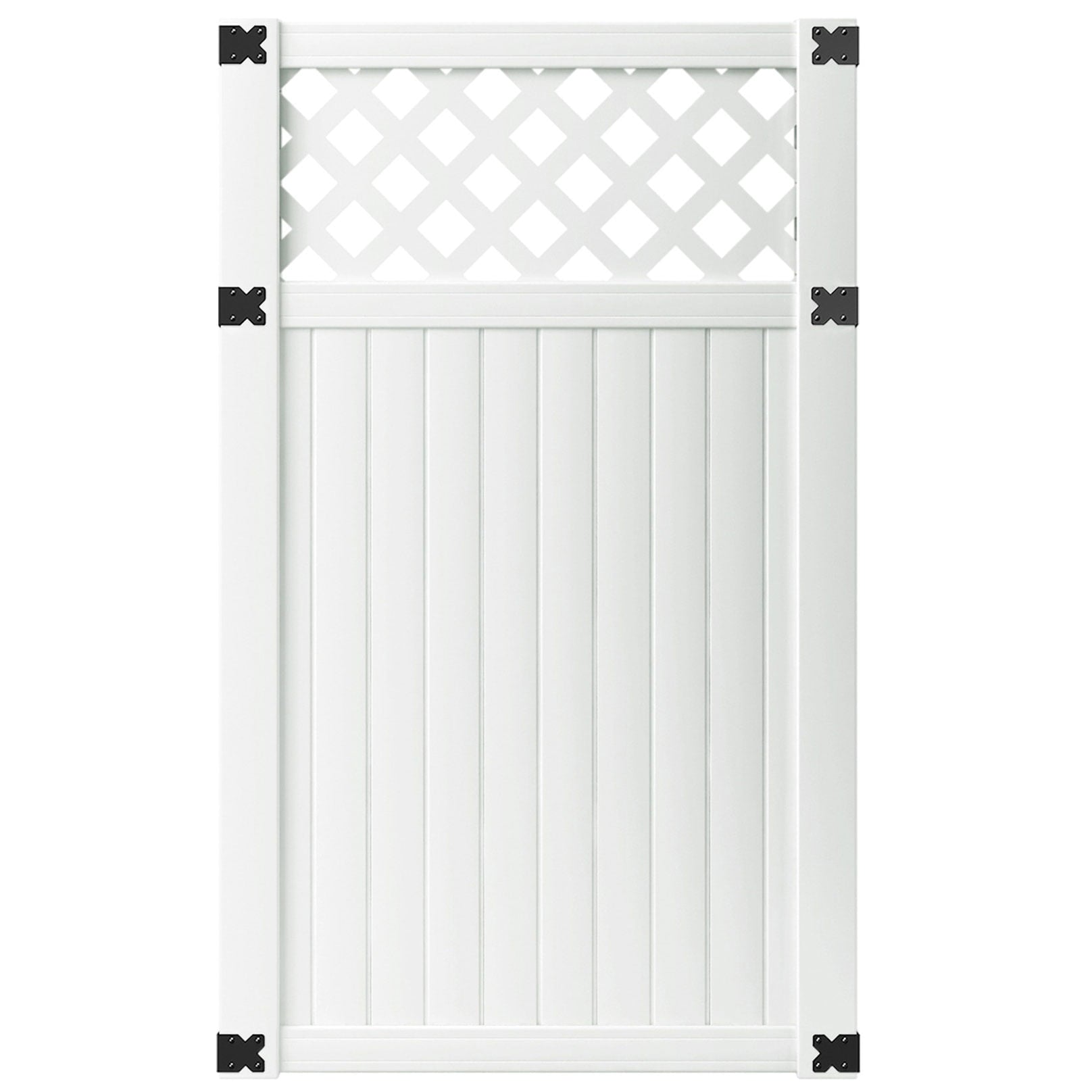 Outdoor Essentials Lewiston 6 ft. x 42 in. White Vinyl Lattice-Top Privacy Fence Gate