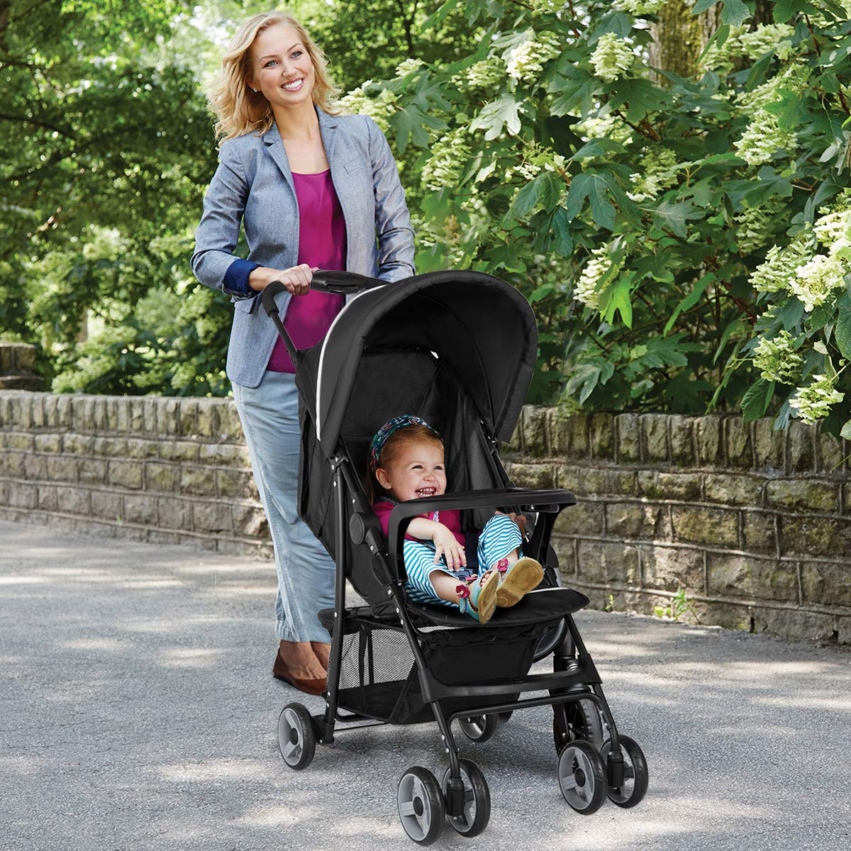 Costzon Lightweight Baby Stroller, Foldable Stroller with 5-Point Safety System and Multi Position Reclining Seat