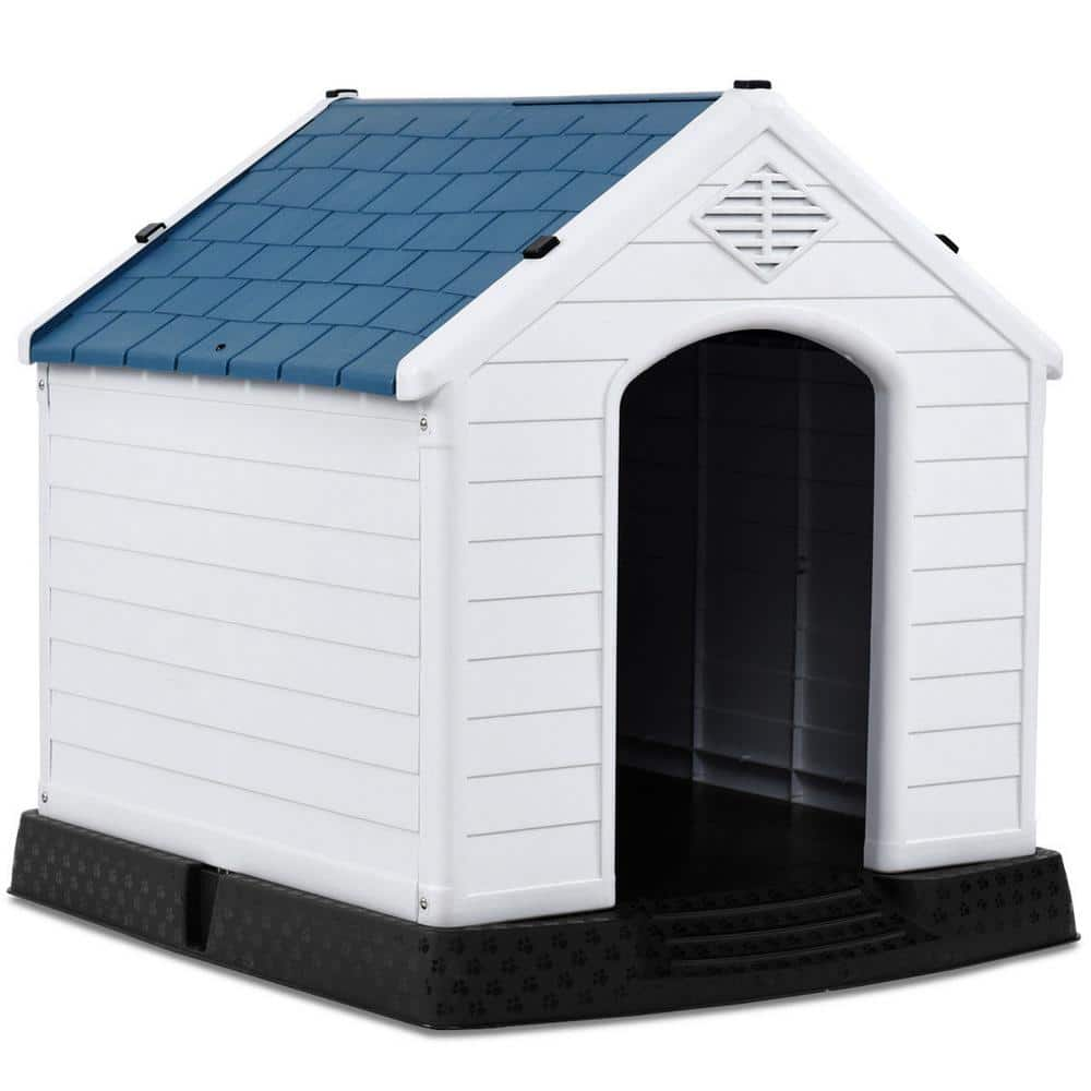 WELLFOR 30.5 in. W x 33.5 in. D x 33 in. H Indoor Outdoor Plastic Waterproof Ventilate Pet Dog House - Medium PS-HWY-7065-M