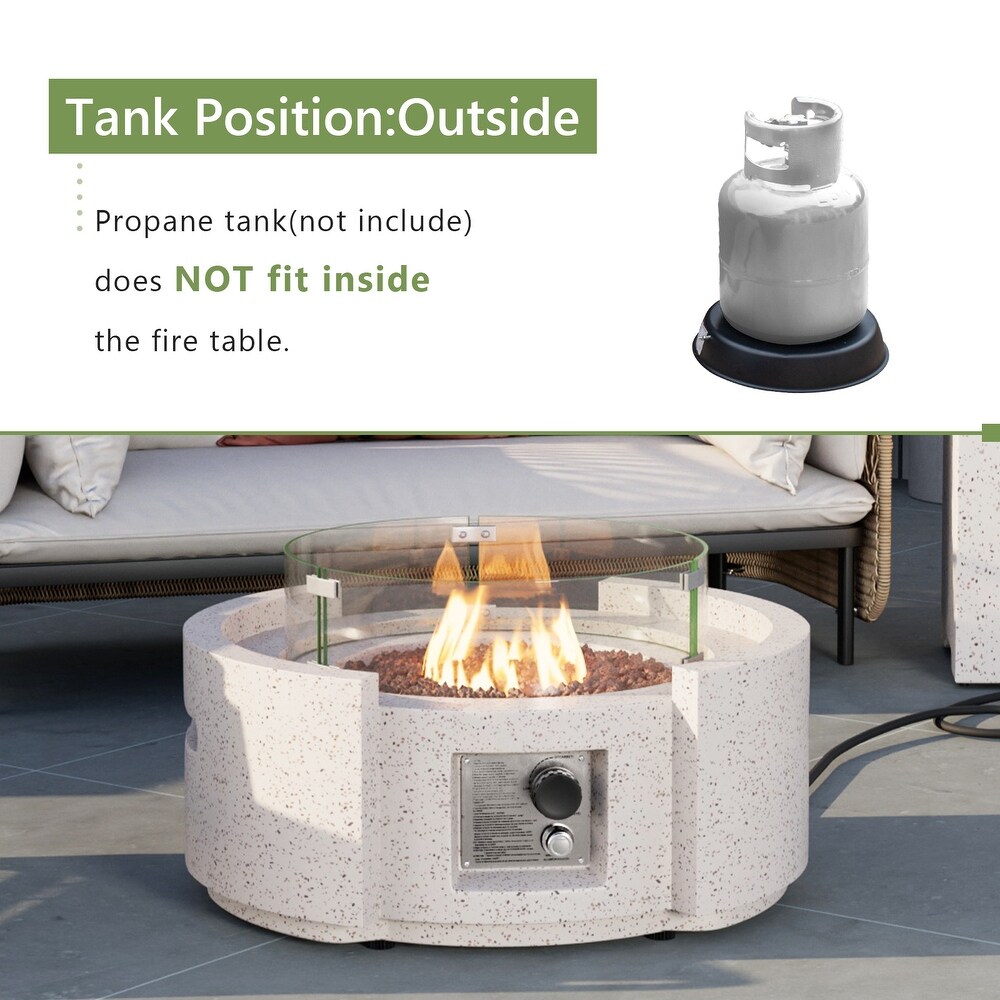 Outdoor Firepit Propane Table and Wind Guard