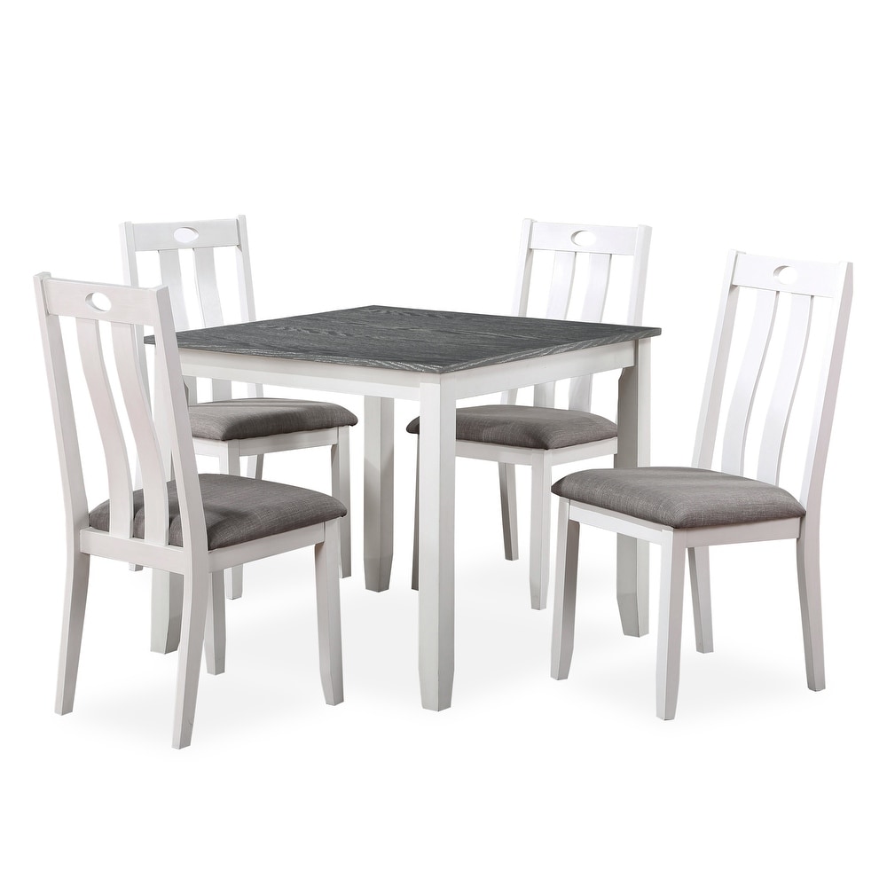 Badia Transitional White 5 Piece Dining Table Set by Furniture of America