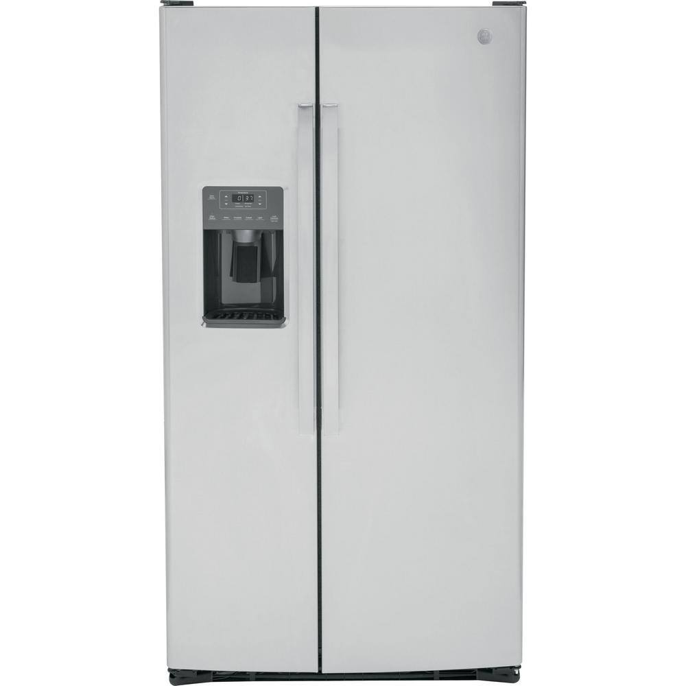 GE 25.3 cu. ft. Side by Side Refrigerator in Fingerprint Resistant Stainless Steel Standard Depth GSS25GYPFS