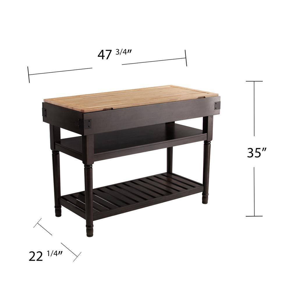 Southern Enterprises Vanek Smoked Ash and Natural Wood Finish Stationary Kitchen Island HD434025