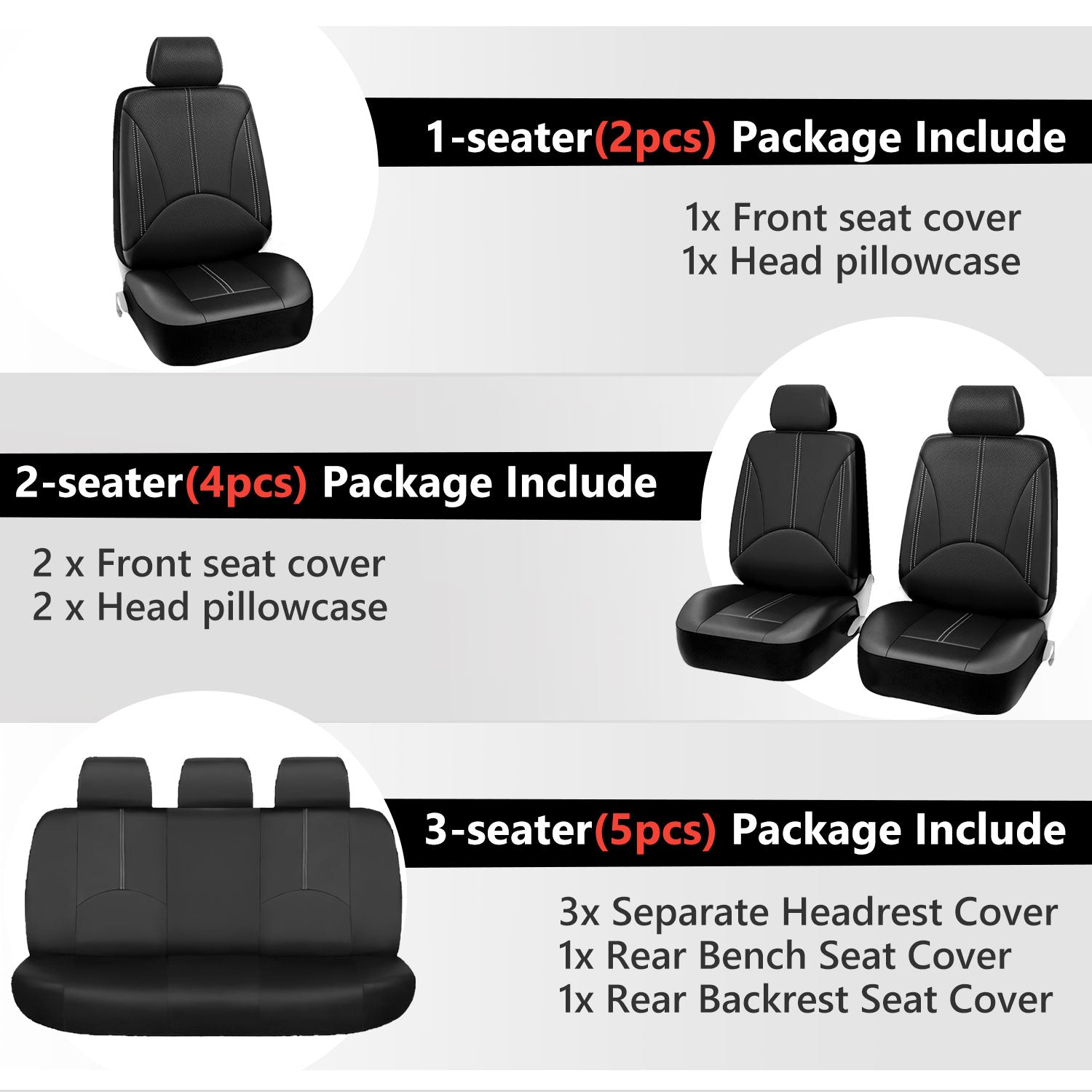 Oture Auto Car Seat Cover PU Leather Protector Front Rear Bench Seat Covers for Cars Trucks SUV