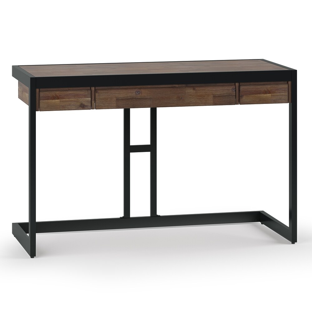 WYNDENHALL Cecilia SOLID ACACIA WOOD Industrial 48 inch Wide Small Desk in Rustic Natural Aged Brown