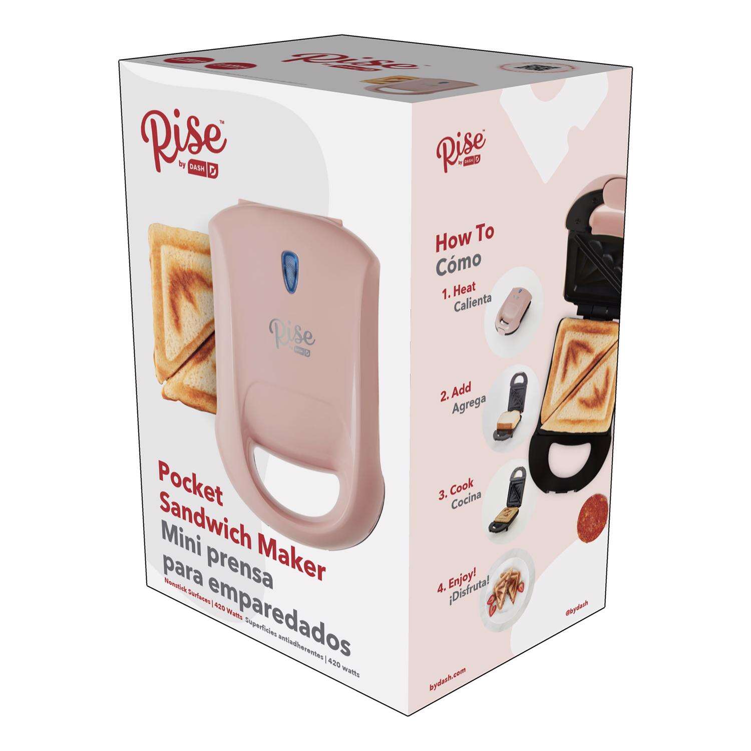 Rise by Dash 6.2 in. W Metal Nonstick Surface Pink Sandwich Grill