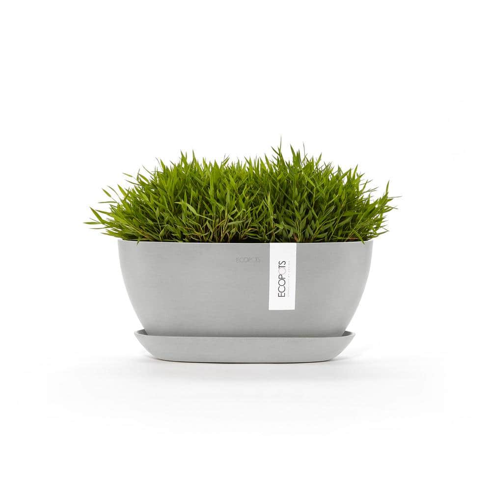 O ECOPOTS BY TPC Sofia 12 in. White Grey Premium Sustainable Planter ( with Saucer) SOFS.30.WG