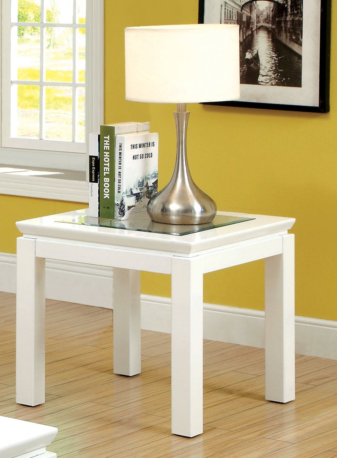 Furniture of America Lalia Contemporary End Table， White