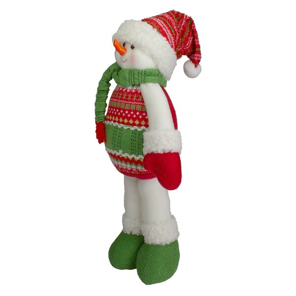 17.5 Red and Green Jolly Plush Snowman Christmas Figure