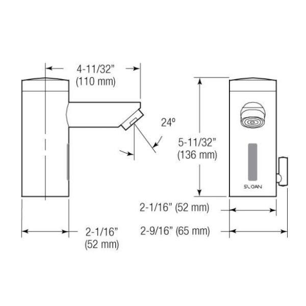 SLOAN Optima Battery-Powered Deck-Mounted Single Hole Touchless Bathroom Faucet with Integrated Side Mixer in Polished Chrome 3335061